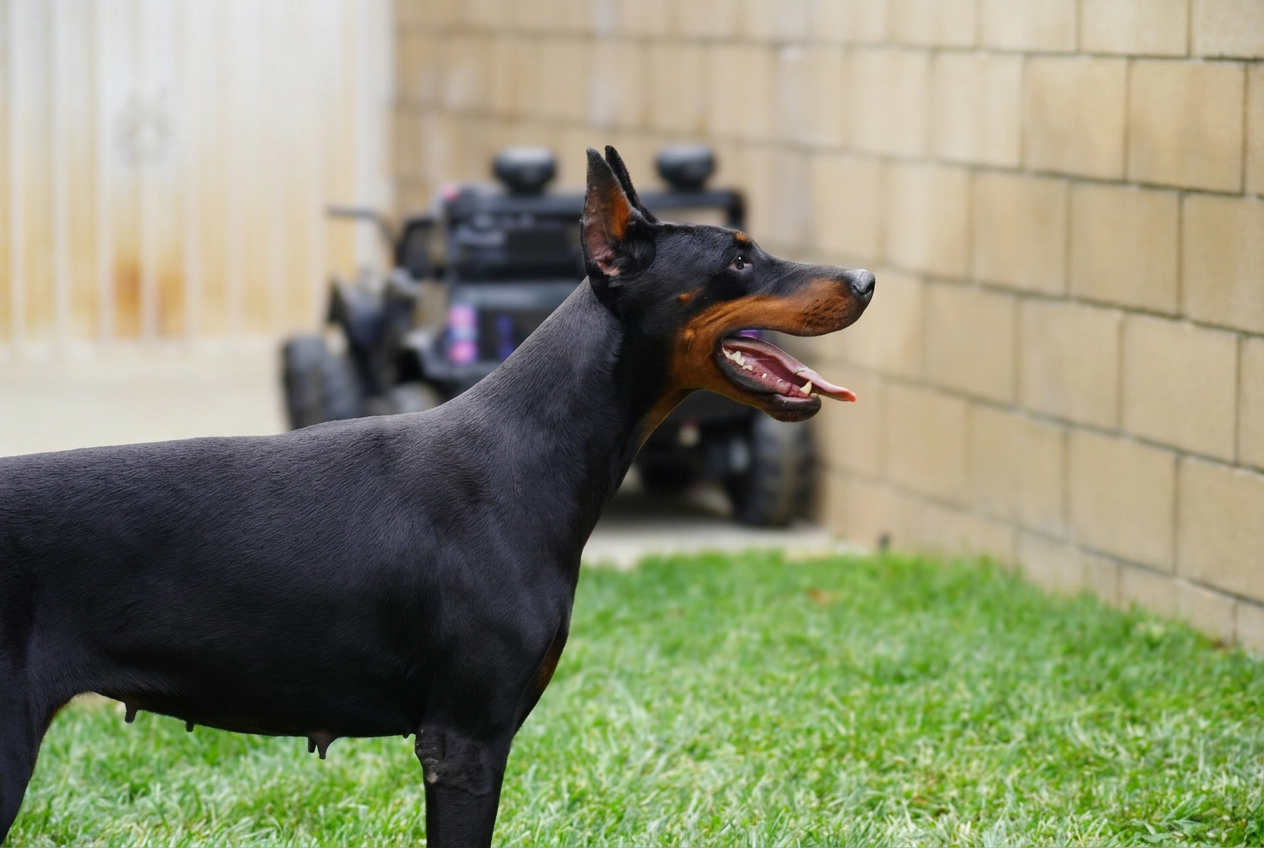 Bonnie, our AKC registered family-raised European Doberman